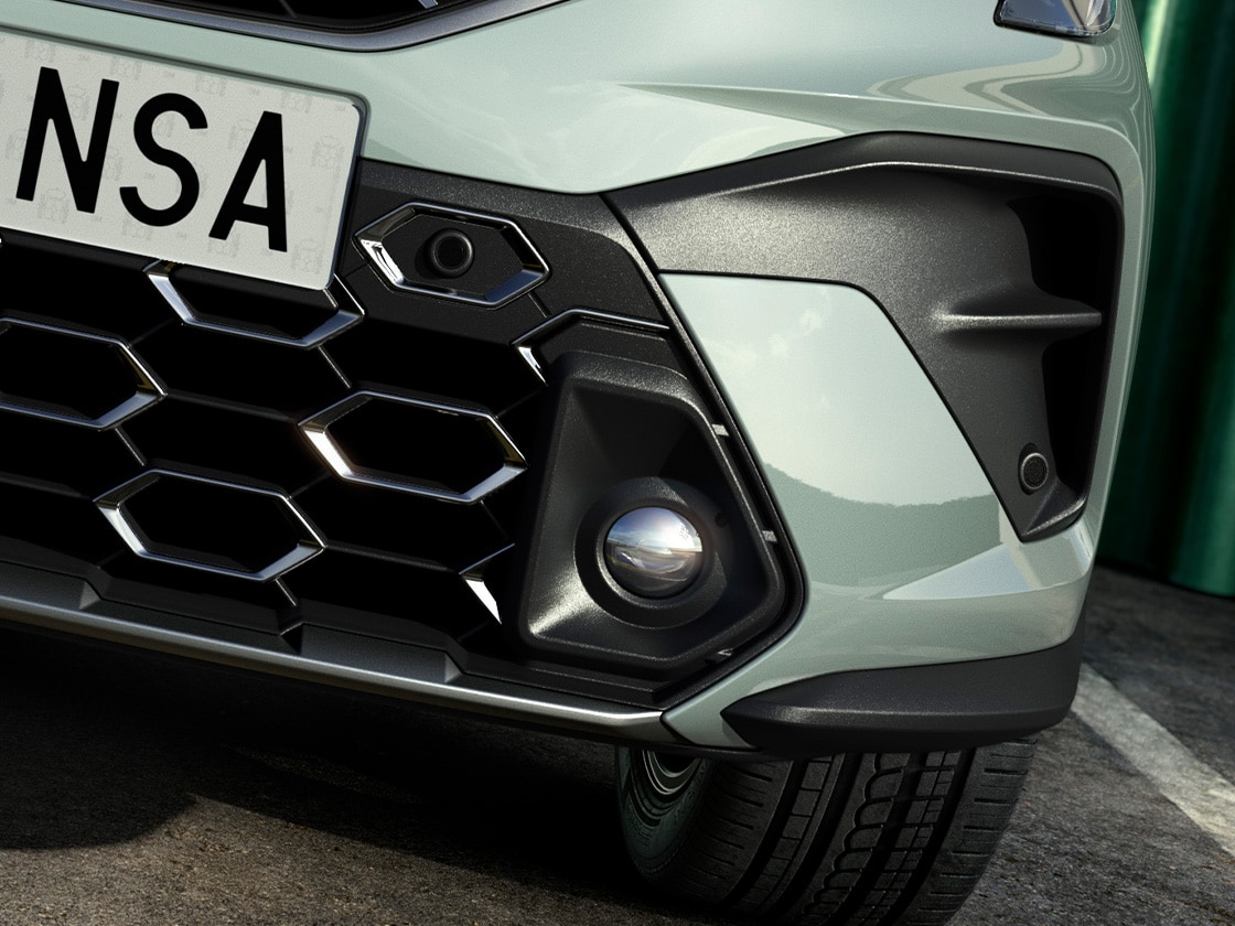 Close-up van een van de mistlampen van de SEAT Arona Close-up van een van de mistlampen van de SEAT Arona