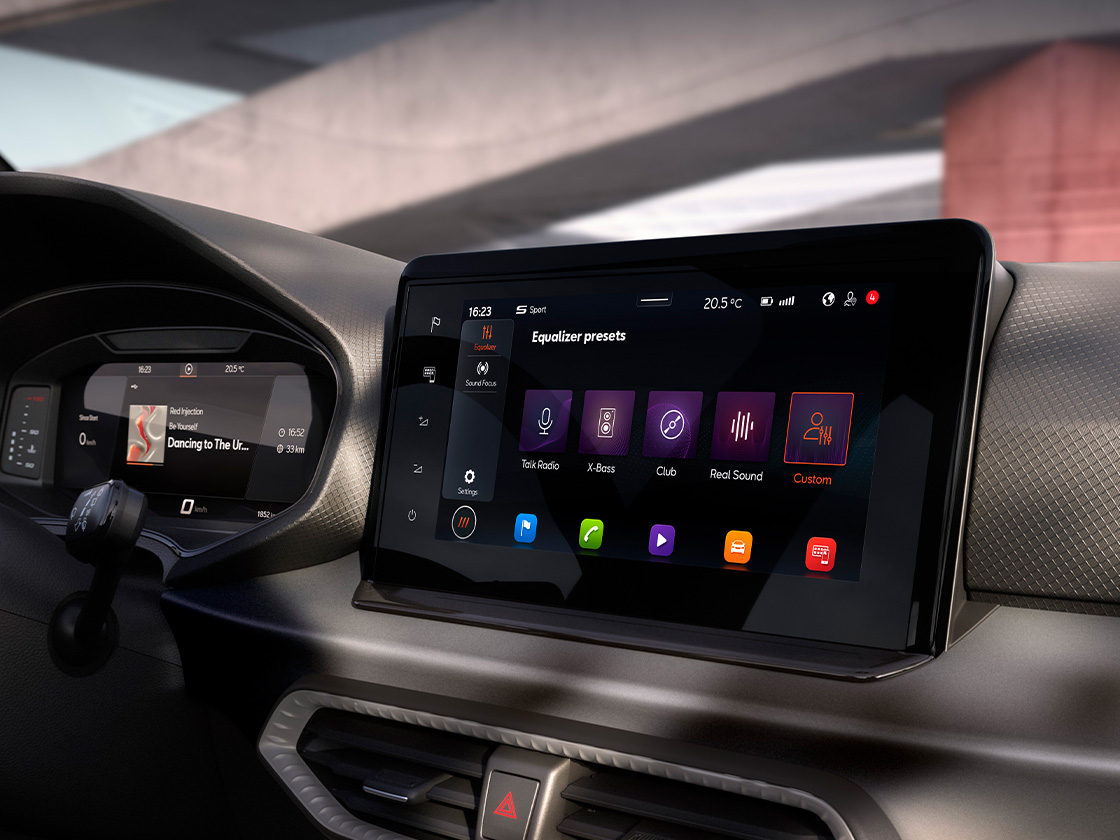 Scherm van het soundsysteem van de SEAT Ibiza