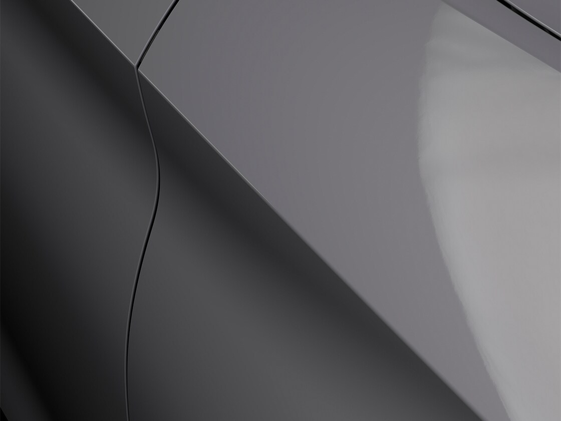 Seat leon en gris graphène avec finition métallisée spéciale, gros plan.
