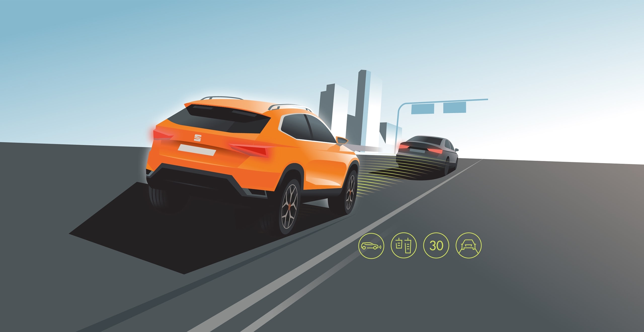 SEAT Ateca illustration fonction de securite acc anticipation