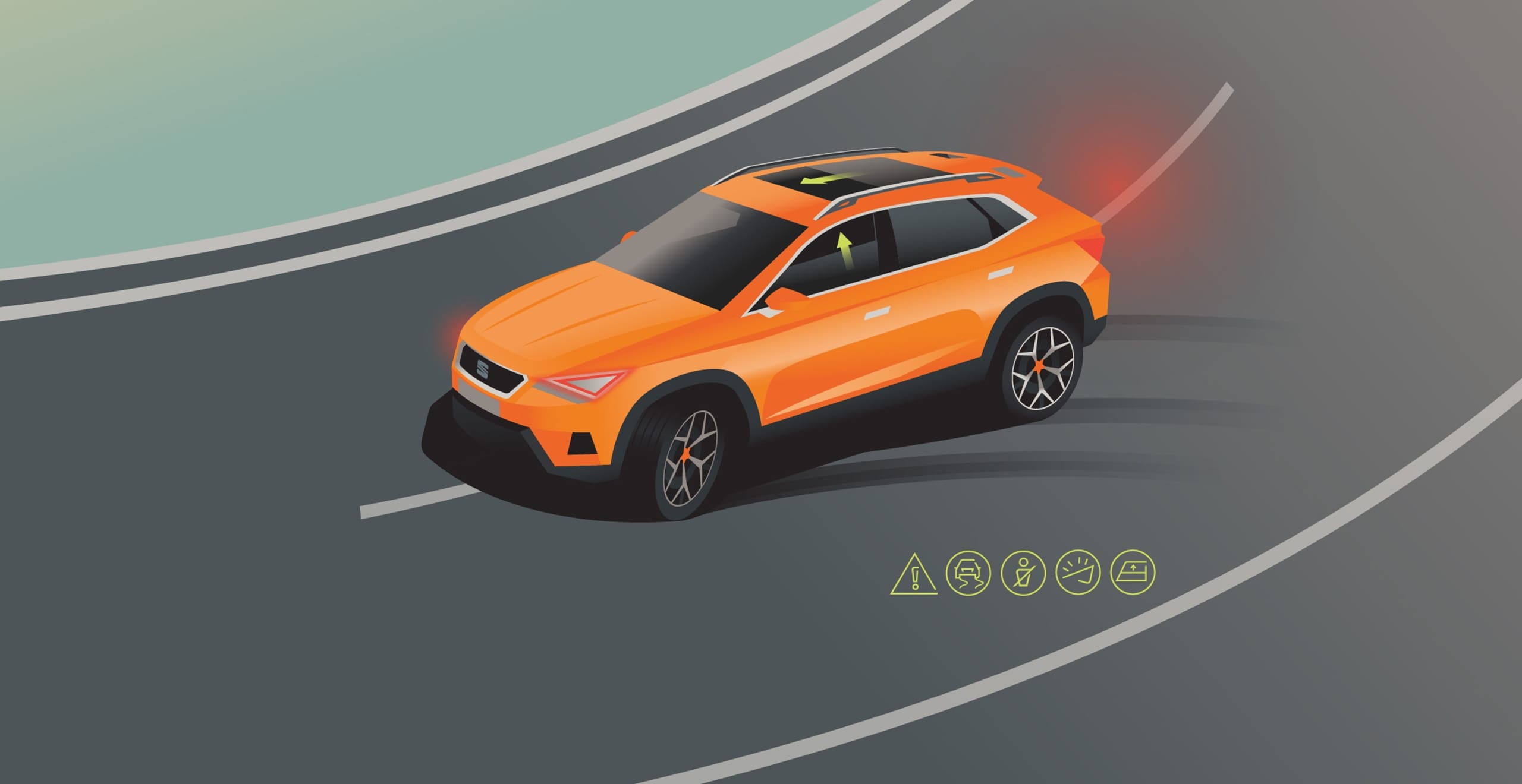 SEAT Ateca llustration fonction de securite pre crash assist