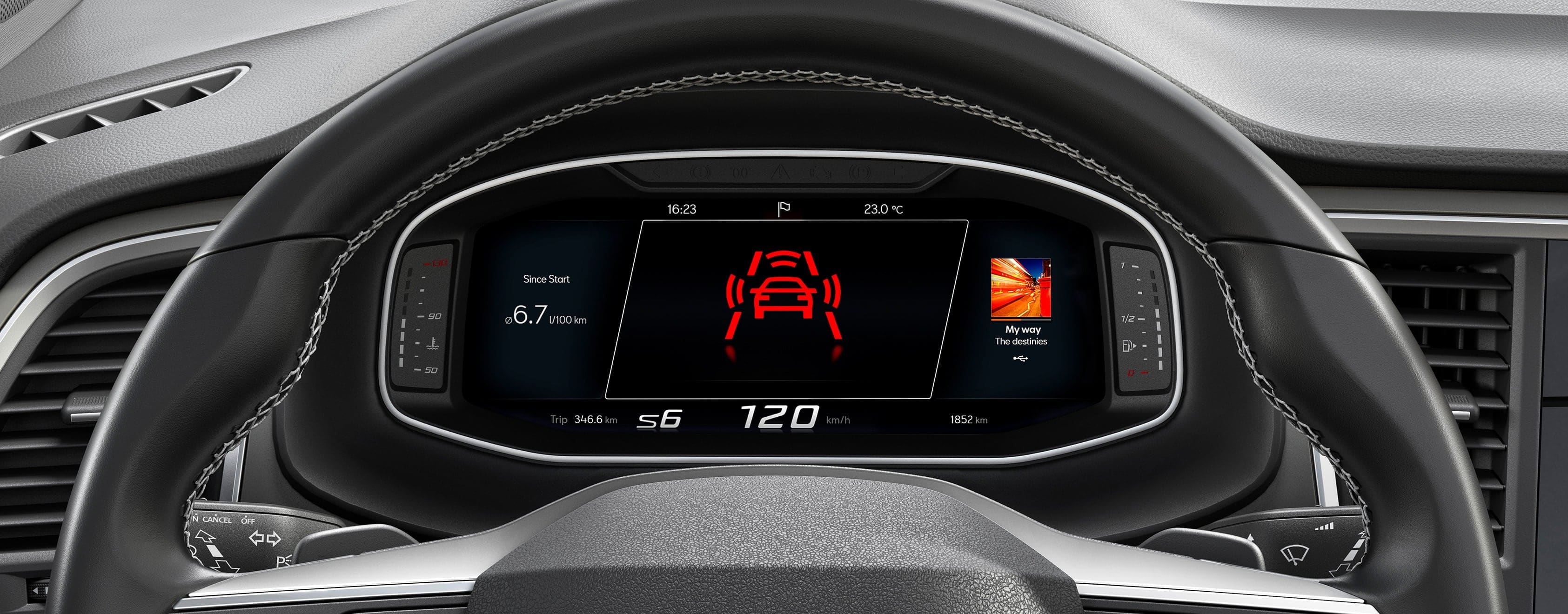 SEAT Ateca SUV detail du digital cockpit avec fonction de securite