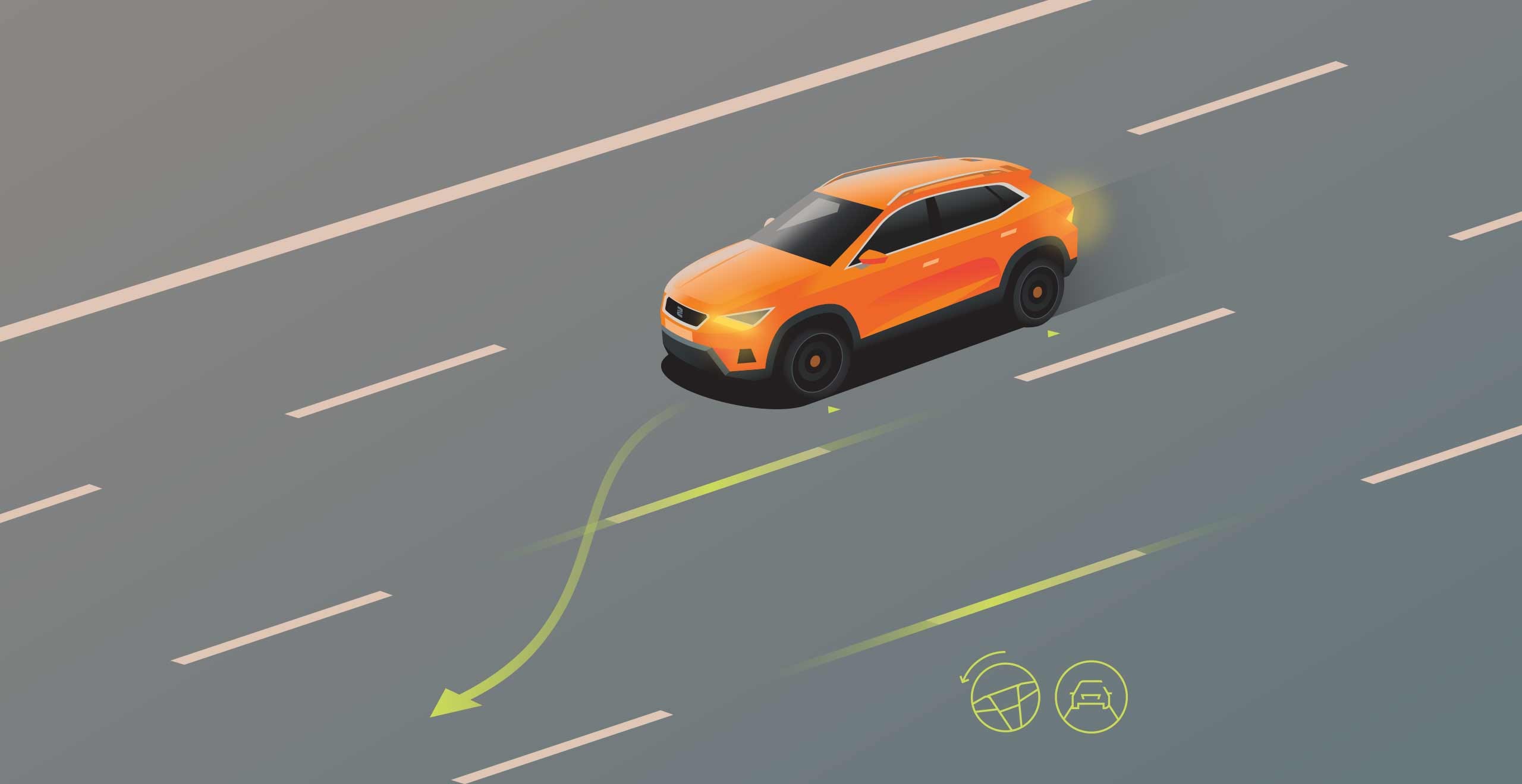 SEAT Leon Break graphic of car with arrow