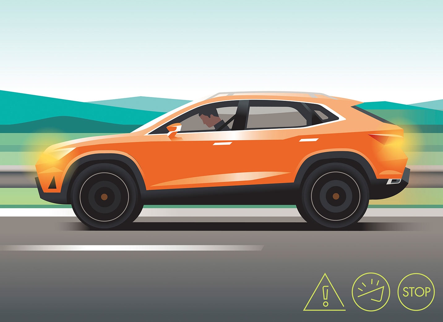 SEAT Leon Break – représentation graphique d’un conducteur endormi au volant 