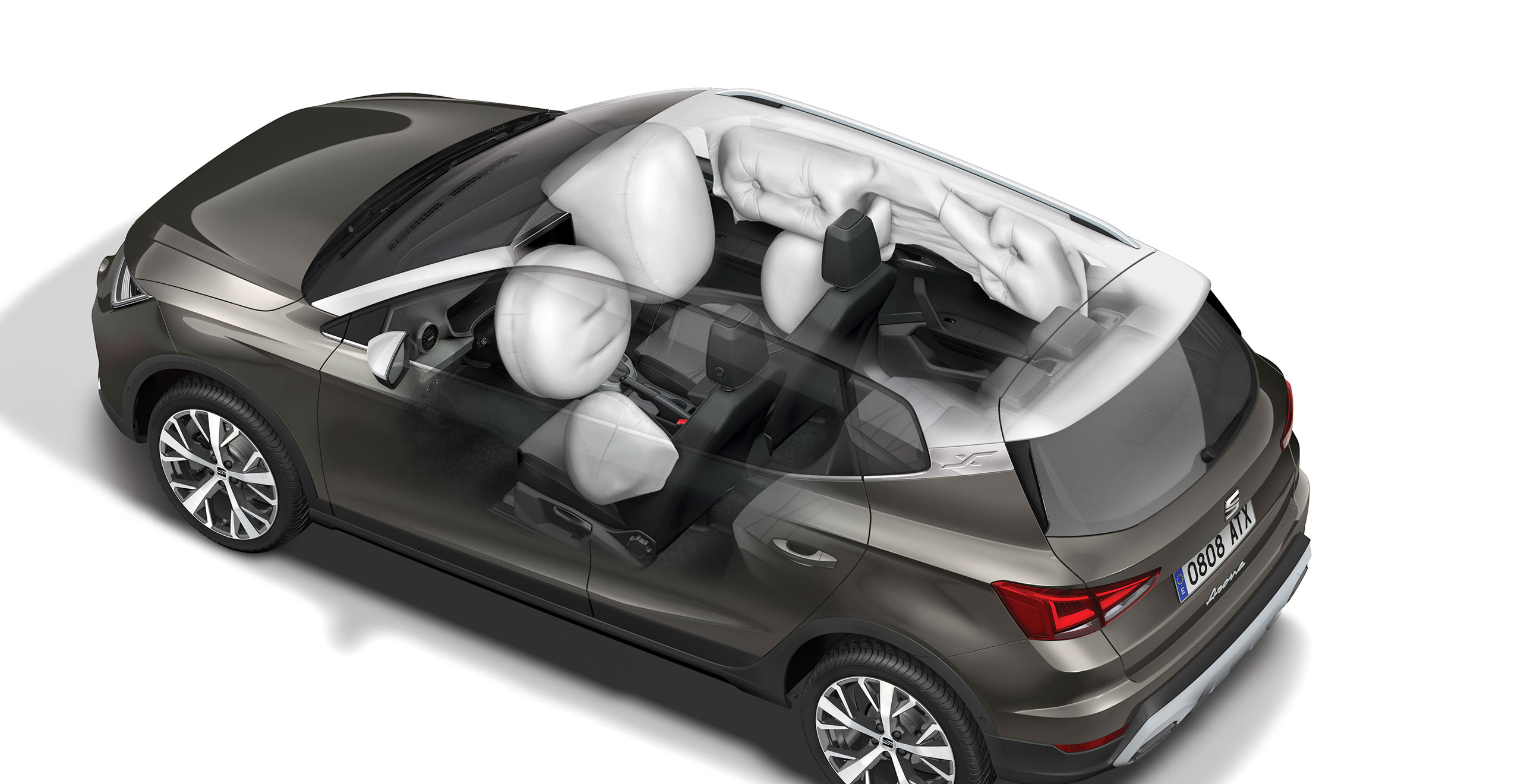 bovenaanzicht van seat arona airbags