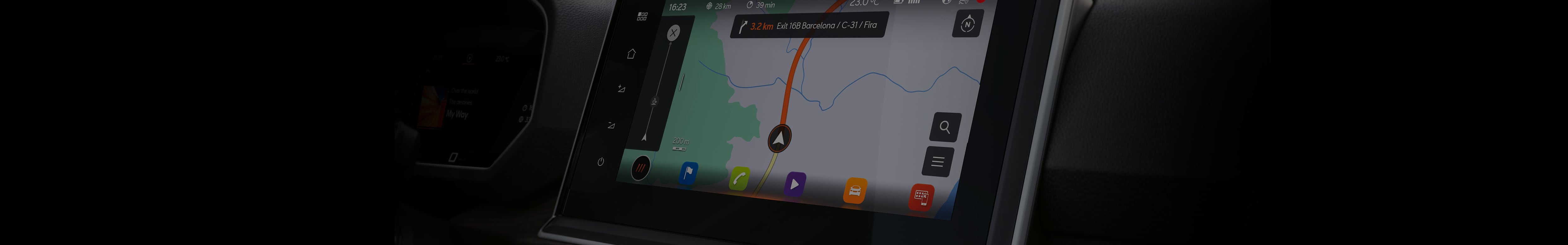 SEAT Navi System car map updates – generic map view dashboard orange outline 